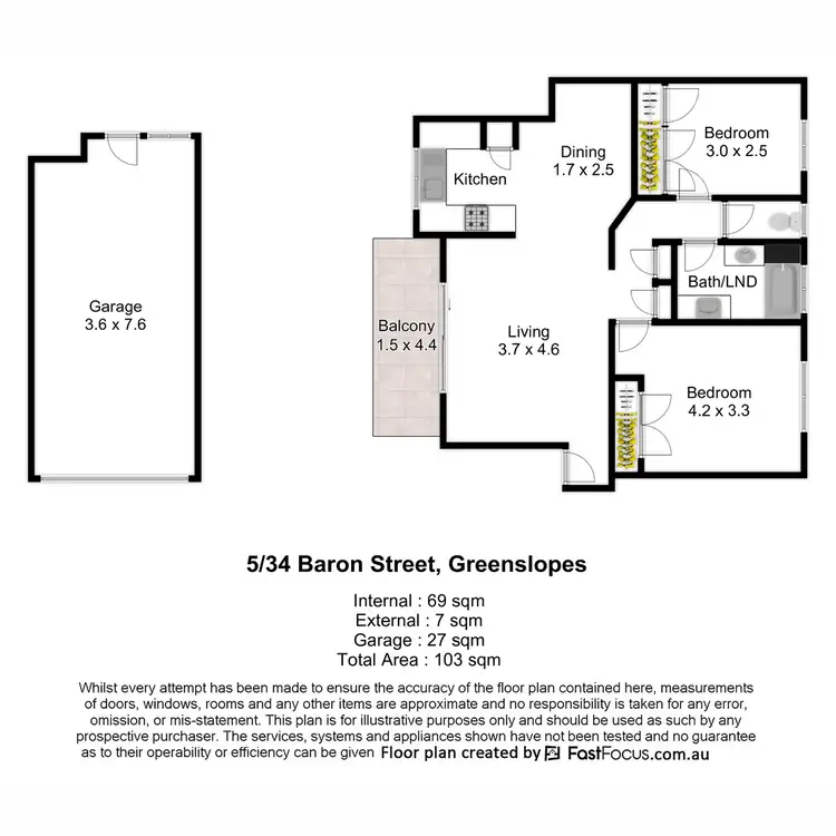 Floorplan of Homely unit listing, 5/34 Baron Street, Greenslopes QLD 4120