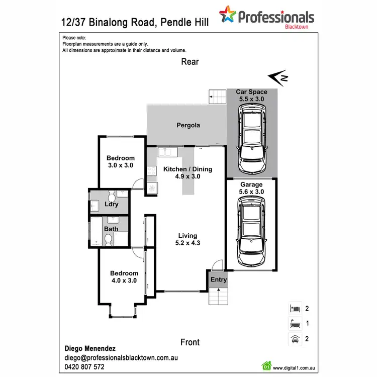 Floorplan of Homely villa listing, 12/37 Binalong Road, Pendle Hill NSW 2145