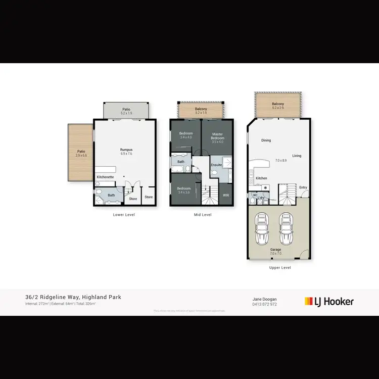Floorplan of Homely townhouse listing, 36/2 Ridgeline Way, Highland Park QLD 4211