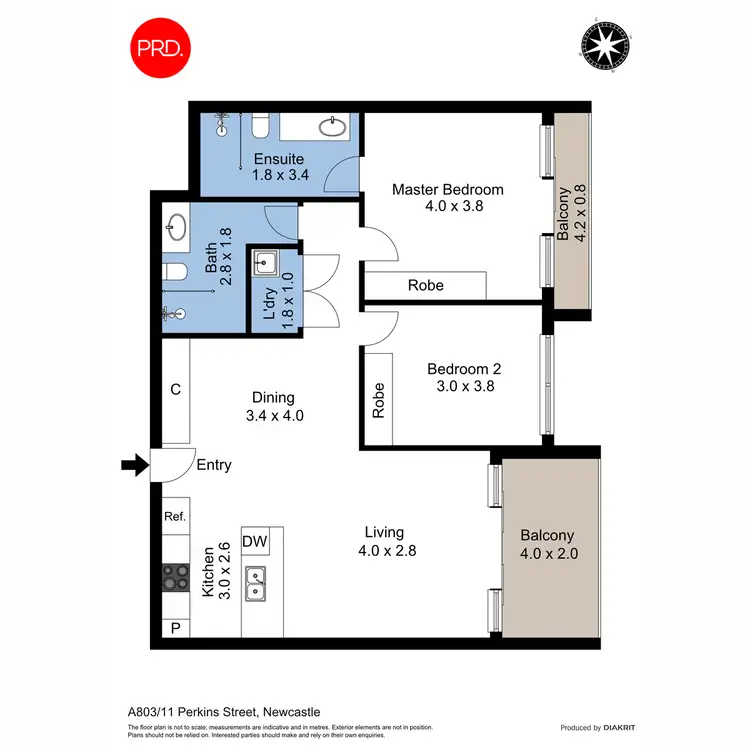 Floorplan of Homely apartment listing, A803/11 Perkins Street, Newcastle NSW 2300