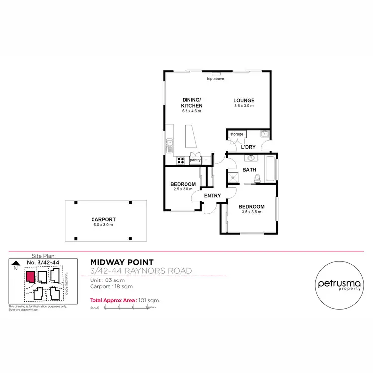 Floorplan of Homely unit listing, 3/42 - 44 Raynors Road, Midway Point TAS 7171