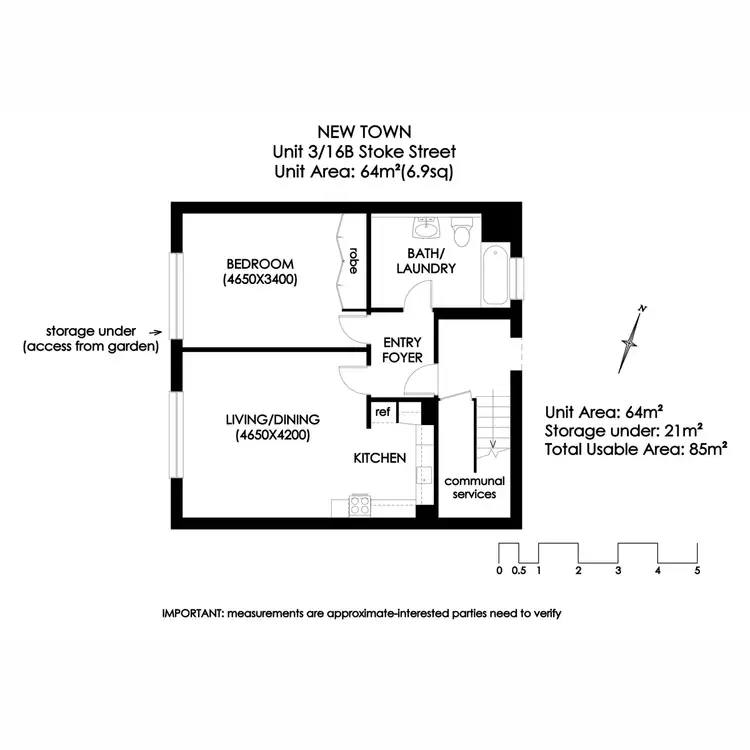 Floorplan of Homely unit listing, 3/16B Stoke Street, New Town TAS 7008