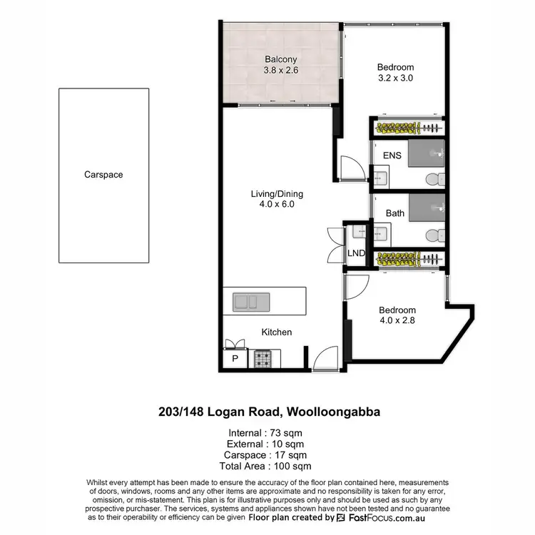 Floorplan of Homely unit listing, 203/148 Logan Road, Woolloongabba QLD 4102