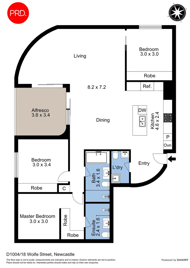 Floorplan of Homely apartment listing, D1004/18 Wolfe Street, Newcastle NSW 2300