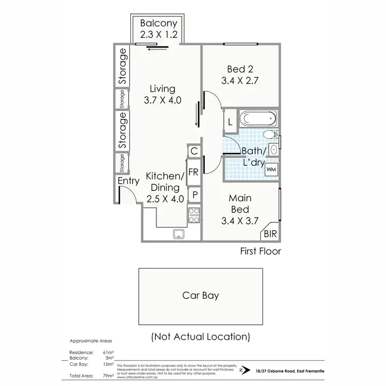 Floorplan of Homely apartment listing, 18/37 Osborne Road, East Fremantle WA 6158