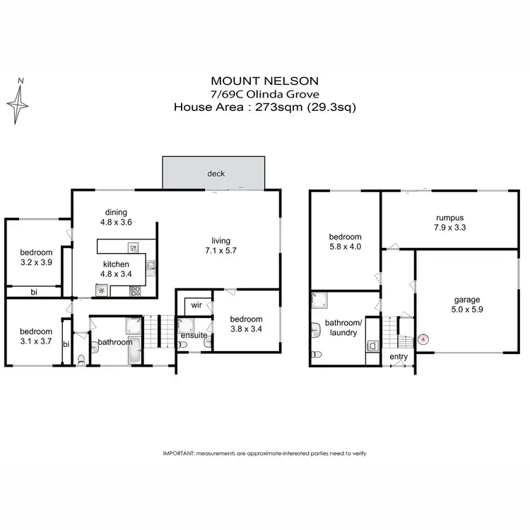 Floorplan of Homely townhouse listing, 7/69C Olinda Grove, Mount Nelson TAS 7007