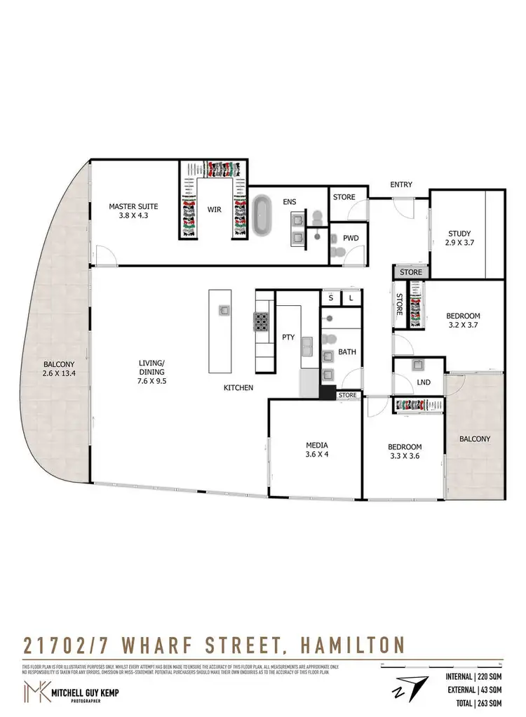Floorplan of Homely apartment listing, 21702/7 Wharf Street, Hamilton QLD 4007