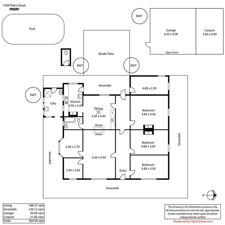 Floorplan of Homely rural property listing, 1508 Plains Road, Pinery SA 5460