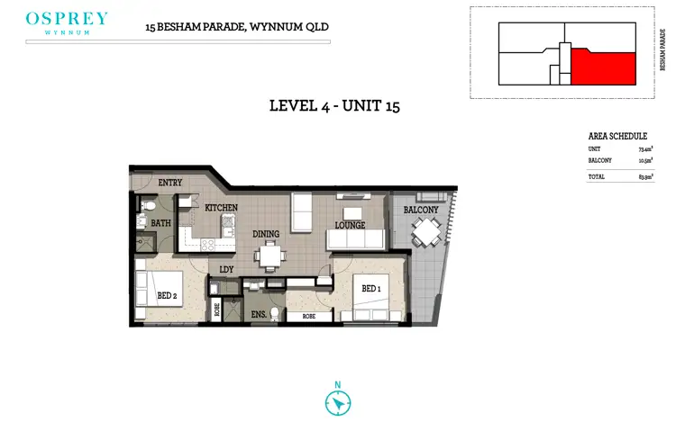 Floorplan of Homely apartment listing, 15/15 Besham Parade, Wynnum QLD 4178