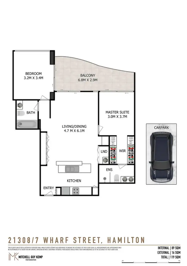 Floorplan of Homely apartment listing, 21308/7 Wharf Street, Hamilton QLD 4007