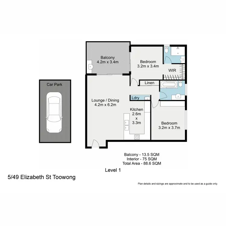 Floorplan of Homely apartment listing, 5/49 Elizabeth Street, Toowong QLD 4066