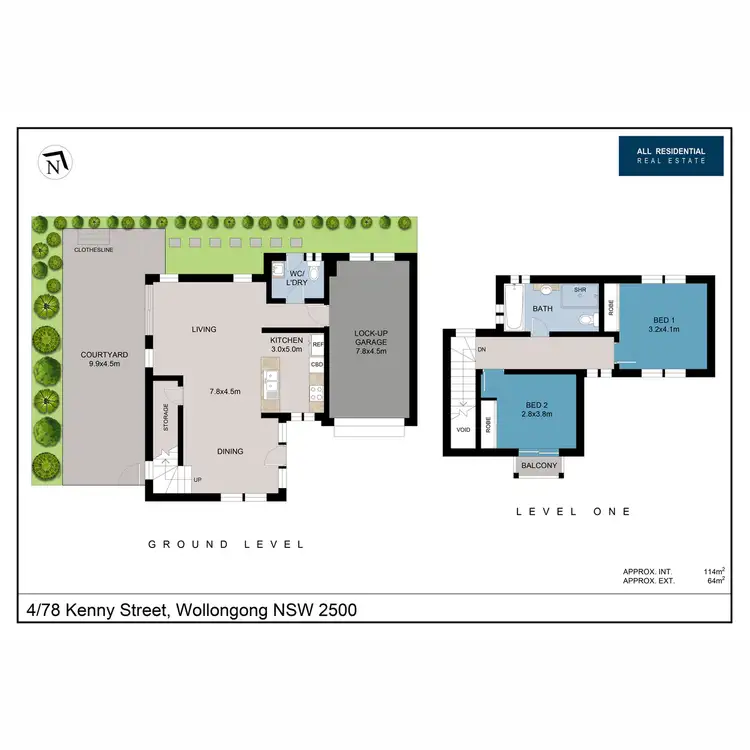 Floorplan of Homely townhouse listing, 4/78 Kenny Street, Wollongong NSW 2500