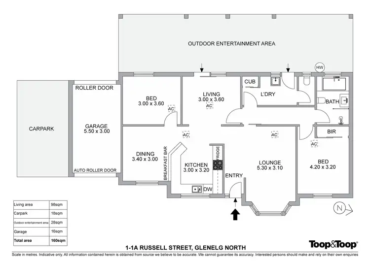 Floorplan of Homely unit listing, 1/1A Russell Street, Glenelg North SA 5045