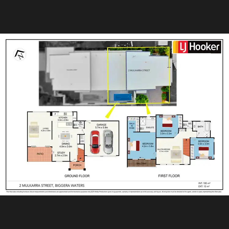 Floorplan of Homely semi-detached listing, 2 Mulkarra Street, Biggera Waters QLD 4216