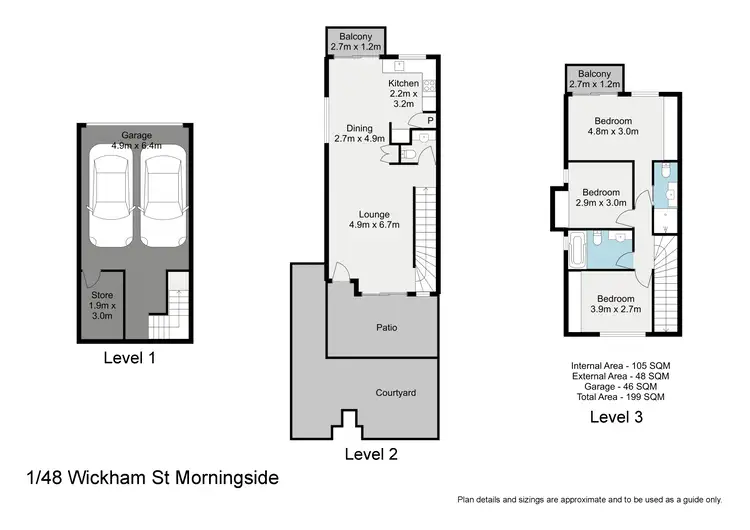 Floorplan of Homely townhouse listing, 1/48 Wickham Street, Morningside QLD 4170