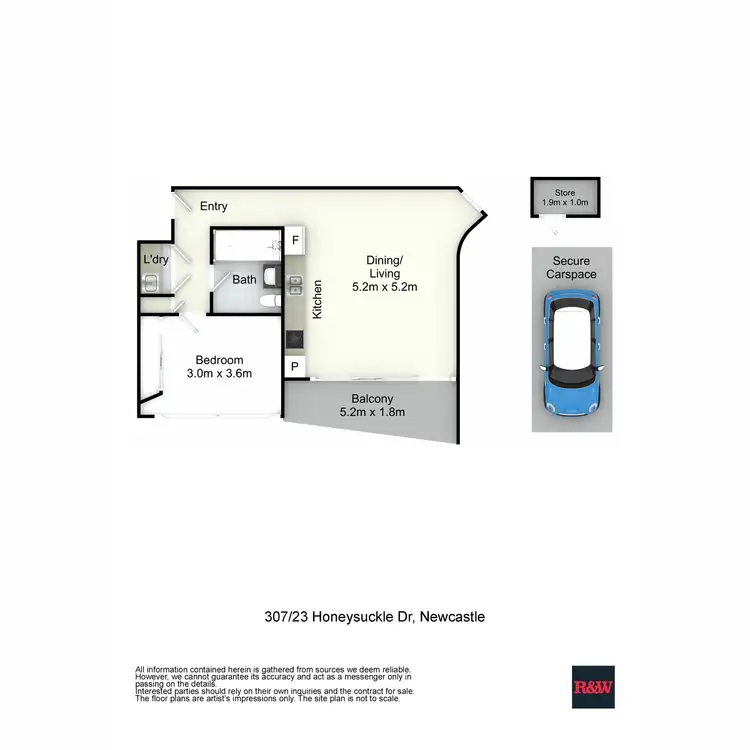 Floorplan of Homely apartment listing, 307/23 Honeysuckle Drive, Newcastle NSW 2300