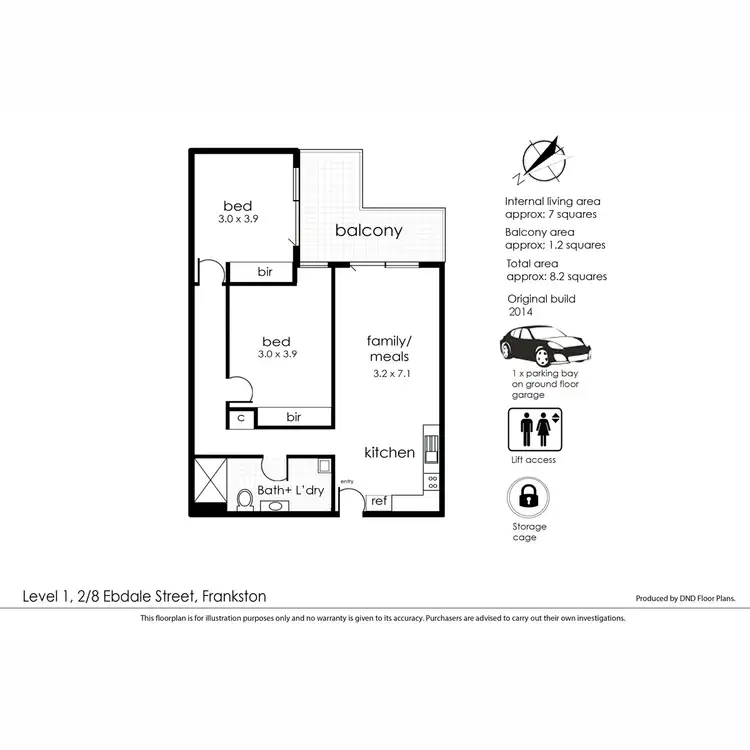 Floorplan of Homely apartment listing, Unit 2, Level 1/8 Ebdale Street, Frankston VIC 3199