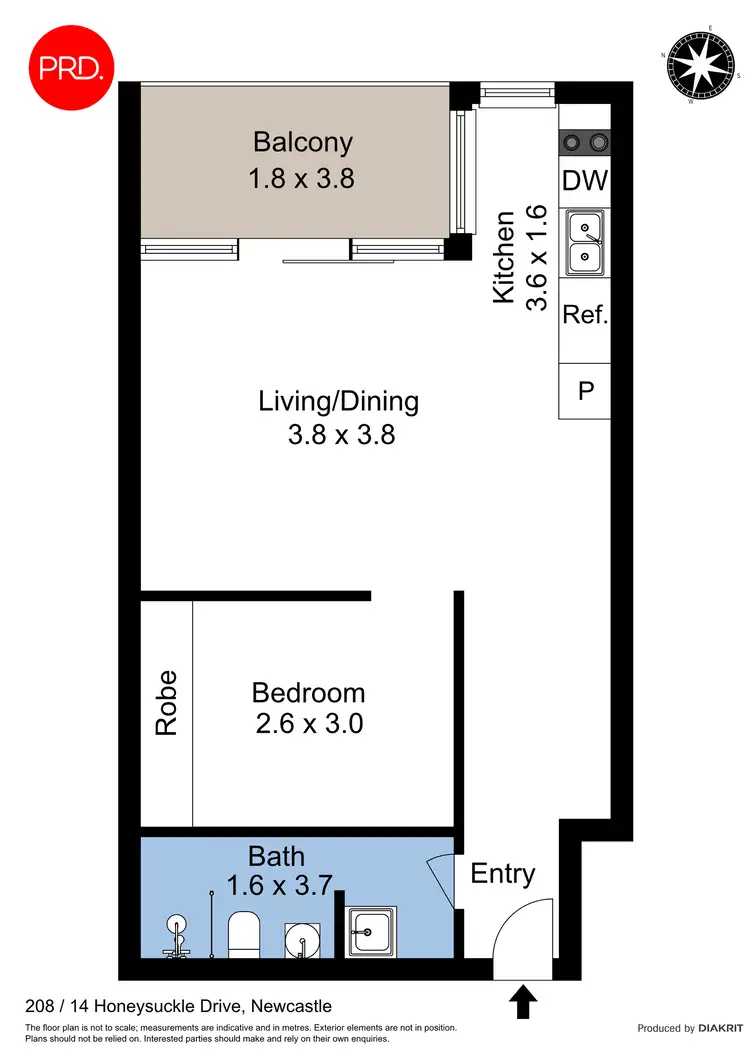 Floorplan of Homely unit listing, 208/14 Honeysuckle Drive, Newcastle NSW 2300