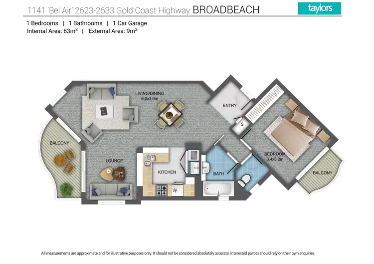 Floorplan of Homely apartment listing, 1141/2633 Gold Coast Highway, Broadbeach QLD 4218