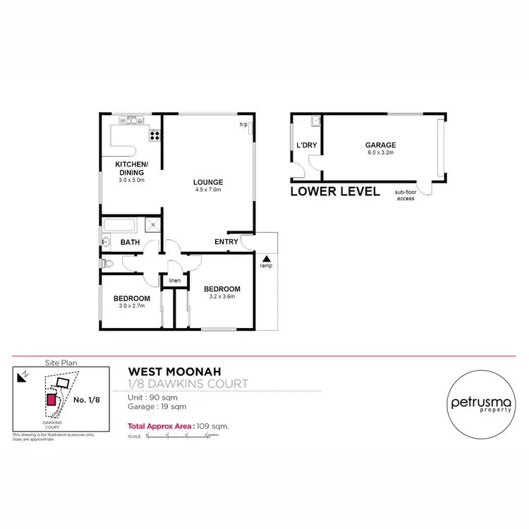 Floorplan of Homely unit listing, 1/8 Dawkins Court, West Moonah TAS 7009