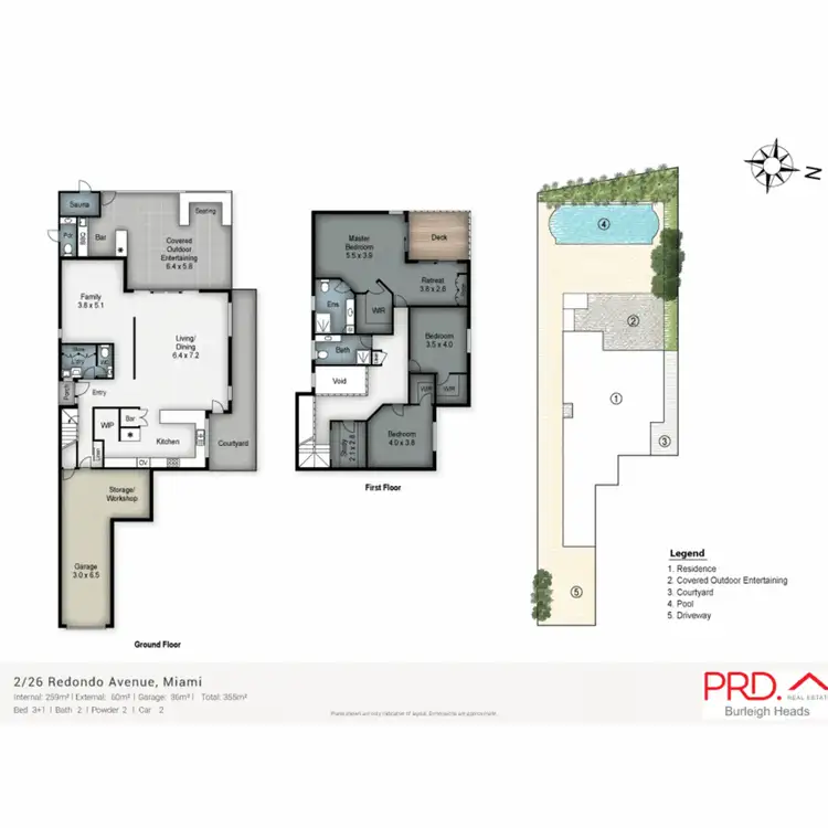 Floorplan of Homely semi-detached listing, 2/26 Redondo Avenue, Miami QLD 4220