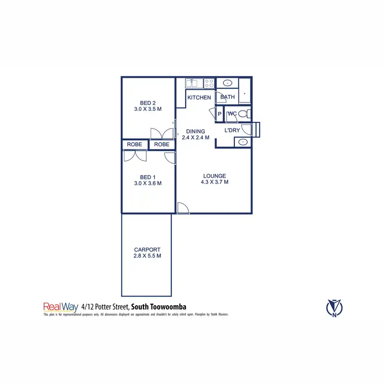 Floorplan of Homely unit listing, 4/12 Potter Street, South Toowoomba QLD 4350