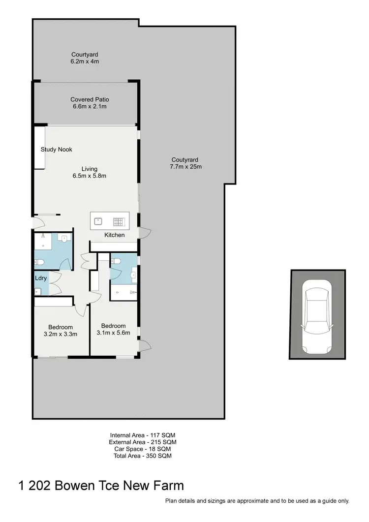Floorplan of Homely apartment listing, 1/202 Bowen Tce, New Farm QLD 4005