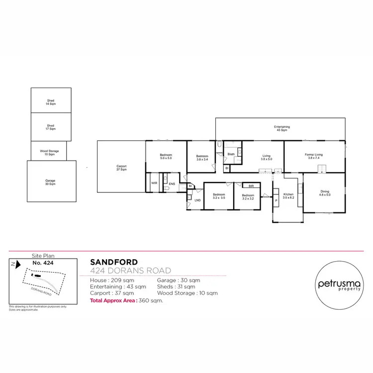 Floorplan of Homely house listing, 424 Dorans Road, Sandford TAS 7020