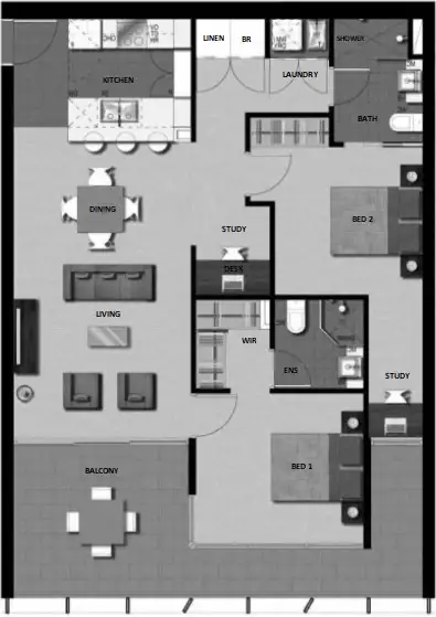 Floorplan of Homely apartment listing, 2009/30 Festival Place, Newstead QLD 4006