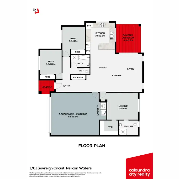 Floorplan of Homely semi-detached listing, 1/61 Sovereign Circuit, Pelican Waters QLD 4551