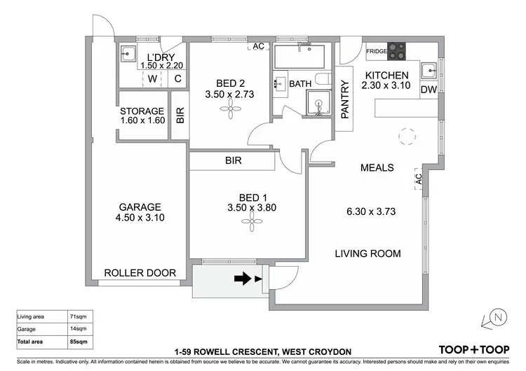 Floorplan of Homely unit listing, 1/59 Rowell Crescent, West Croydon SA 5008