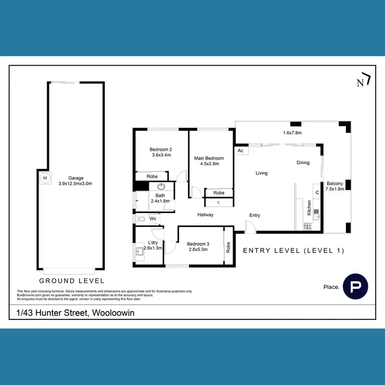 Floorplan of Homely unit listing, 1/43 Hunter Street, Wooloowin QLD 4030