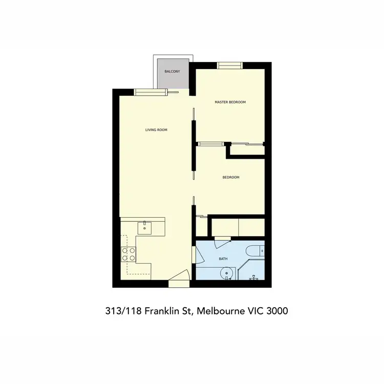Floorplan of Homely apartment listing, 313/118 Franklin Street, Melbourne VIC 3000
