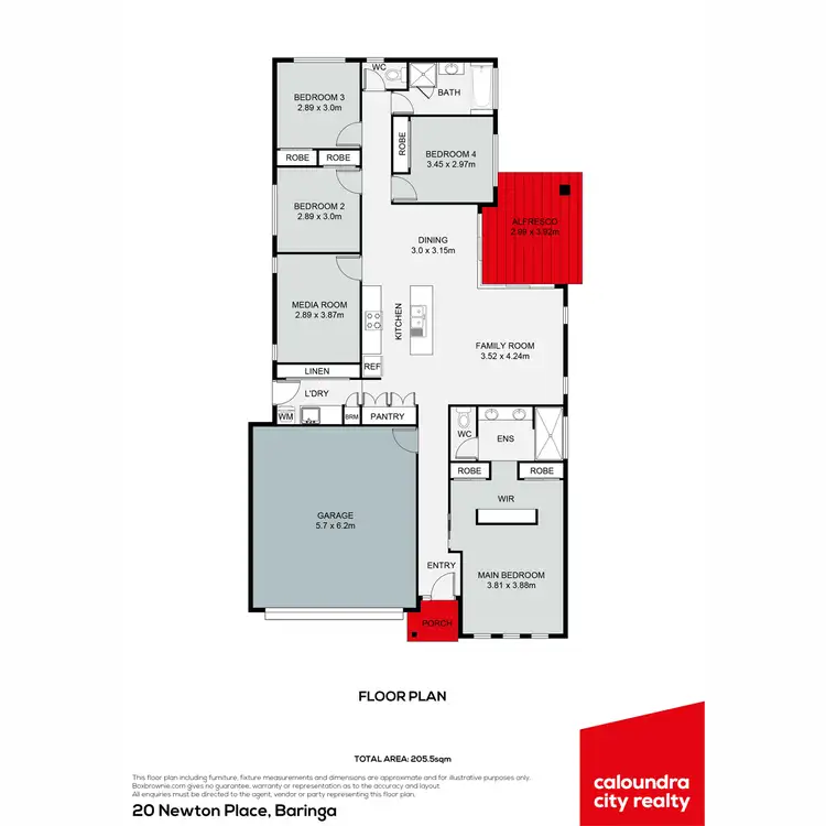 Floorplan of Homely house listing, 20 Newton Place, Baringa QLD 4551