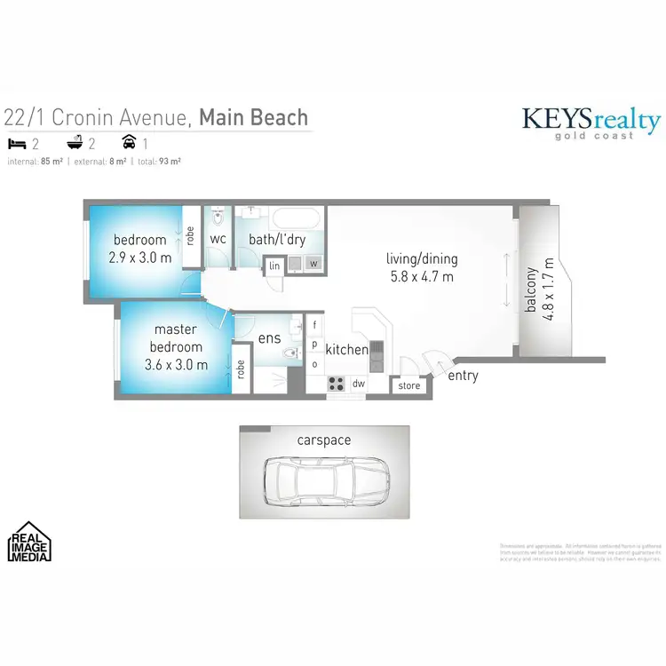 Floorplan of Homely apartment listing, 22/1 Cronin Avenue, Main Beach QLD 4217