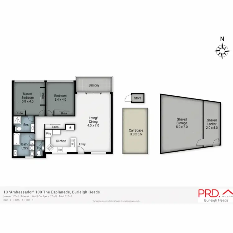 Floorplan of Homely unit listing, 13/100 The Esplanade, Burleigh Heads QLD 4220