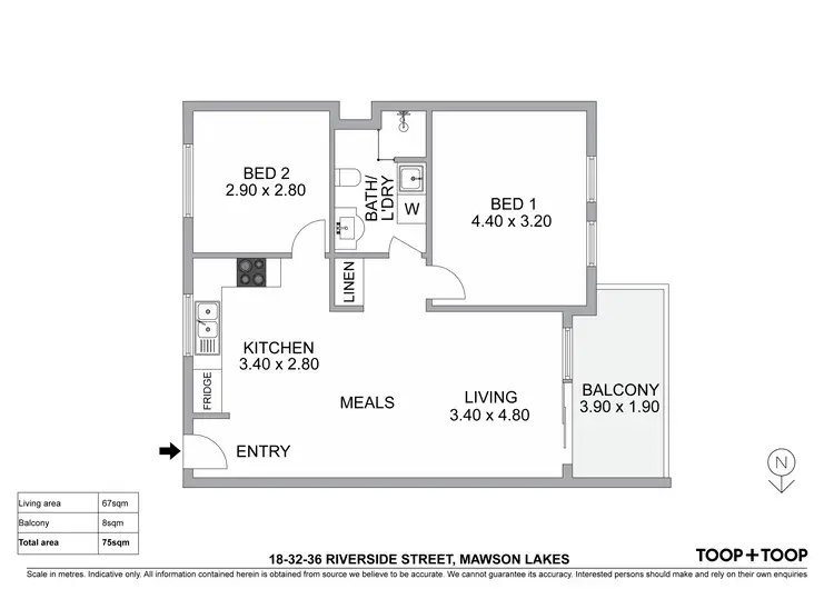 Floorplan of Homely unit listing, 18/32-36 Riverside Street, Mawson Lakes SA 5095