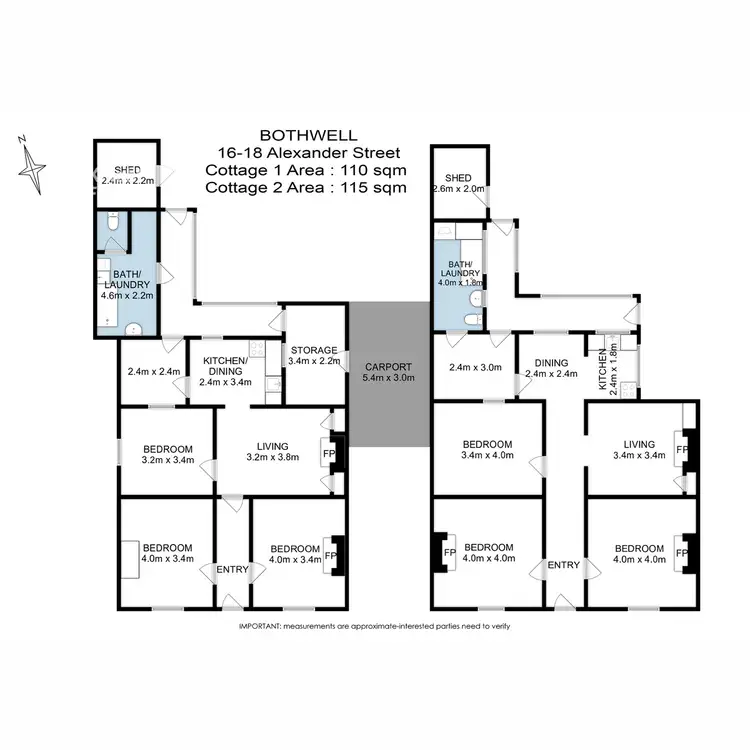 Floorplan of Homely house listing, 16 & 18 Alexander Street, Bothwell TAS 7030