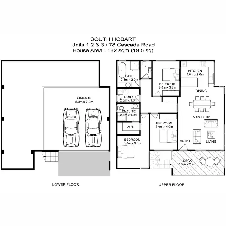 Floorplan of Homely townhouse listing, Townhouse 1/78 Cascade Road, South Hobart TAS 7004