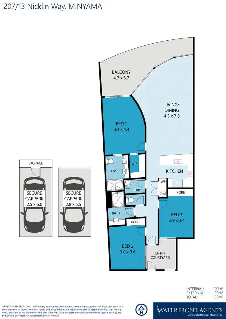 Floorplan of Homely apartment listing, 207/13 Nicklin Way, Minyama QLD 4575