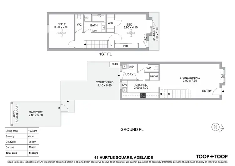 Floorplan of Homely townhouse listing, 61 Hurtle Square, Adelaide SA 5000