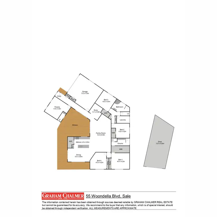Floorplan of Homely house listing, 55 Woondella Boulevard, Sale VIC 3850