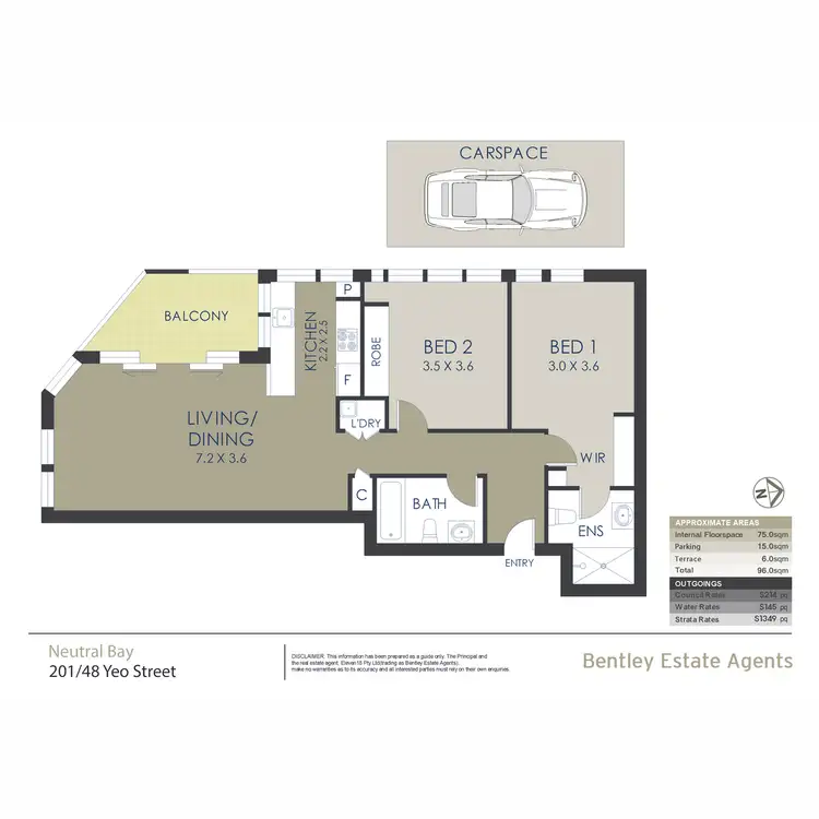 Floorplan of Homely apartment listing, 201/48 Yeo Street, Neutral Bay NSW 2089