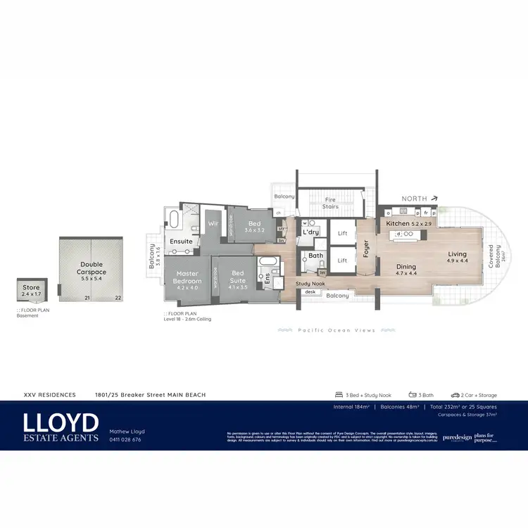 Floorplan of Homely apartment listing, 1801/25 Breaker Street, Main Beach QLD 4217