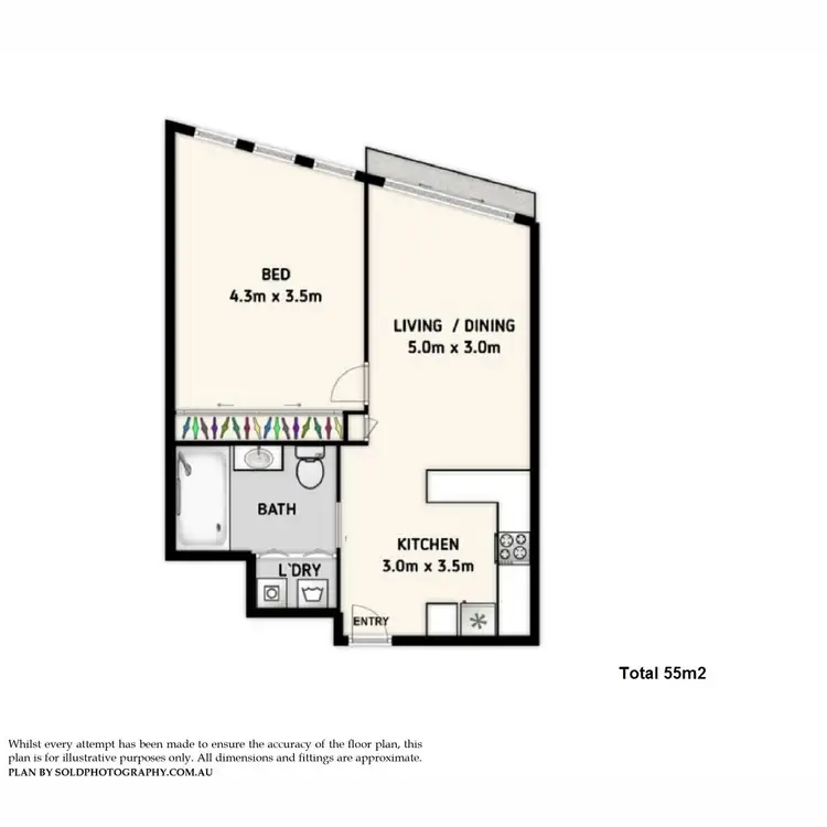 Floorplan of Homely apartment listing, 1308/10 Trinity Street, Fortitude Valley QLD 4006