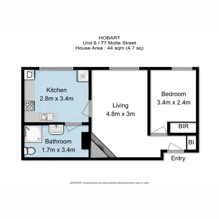 Floorplan of Homely apartment listing, 6/77 Molle Street, Hobart TAS 7000