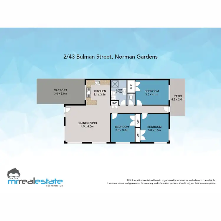 Floorplan of Homely semi-detached listing, 2/43 Bulman Street, Norman Gardens QLD 4701