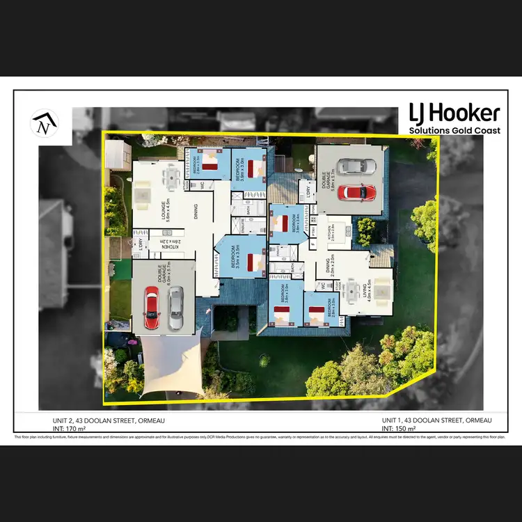 Floorplan of Homely semi-detached listing, 1 & 2/43 Doolan Street, Ormeau QLD 4208