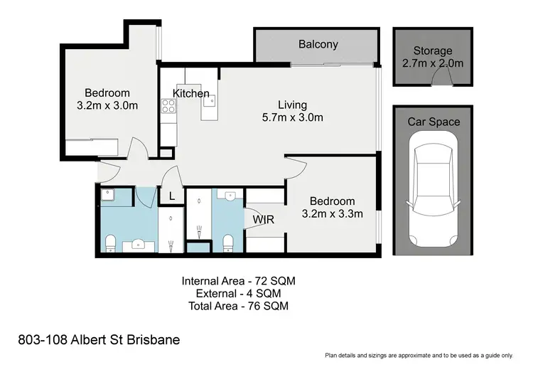 Floorplan of Homely apartment listing, 803/108 Albert Street, Brisbane City QLD 4000