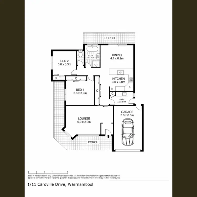 Floorplan of Homely unit listing, 1/11 Caroville Drive, Warrnambool VIC 3280